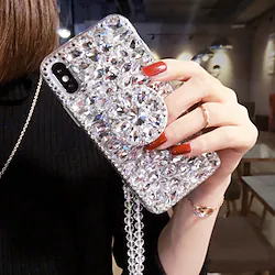 Phone Case For Apple Back Cover iPhone 14 Pro Max Plus 13 12 11 Mini X XR XS 8 7 Rhinestone with Removable Cross Body Strap Kickstand Glitter Shine Silicone Lightinthebox