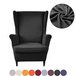 Solid Color Stretch Wingback Chair Cover Wing Chair Slipcovers Spandex Fabric Wingback Armchair Cover with Seat Cushion Cover for Living Room BedroomFit IKEA STRANDMON Chair Lightinthebox