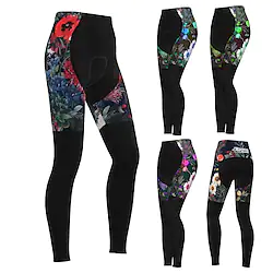 21Grams Women's Cycling Tights Bike Pants Tights Mountain Bike MTB Road Bike Cycling Sports Graphic Floral Botanical Ugly Christmas Thermal Warm 3D Pad Breathable Quick Dry Black Green Clothing Lightinthebox