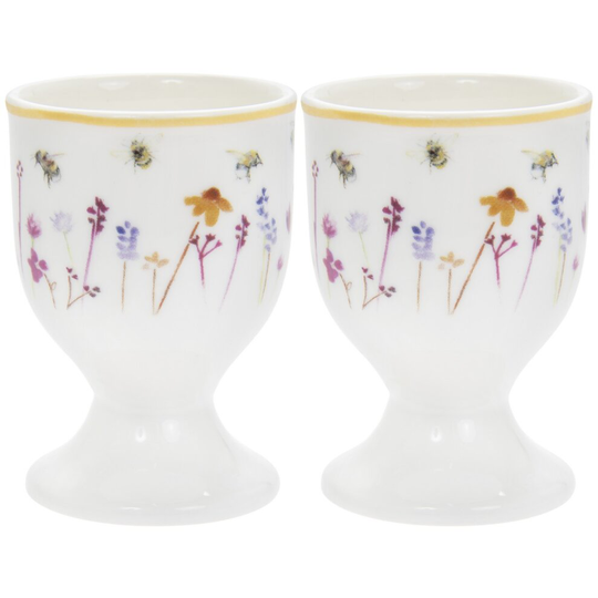 Set of 2 Busy Bees Fine China Hard Boiled Kitchen Breakfast Egg Cup Holder Cups