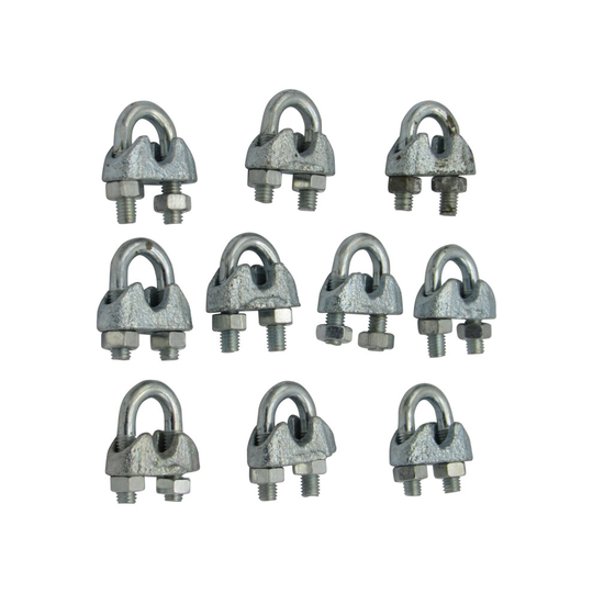 Wire Rope Grips 10MM x10 - Bulldog Clamp Cable Galvanised Commercial