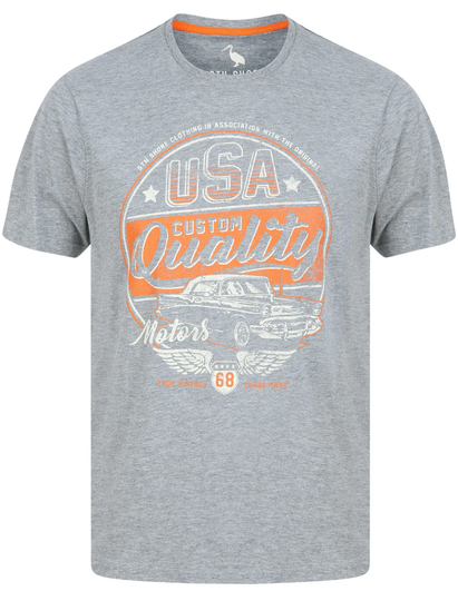 T-Shirts Custom Quality Motif Cotton Jersey T-Shirt in Mid Grey Marl - South Shore / S - Tokyo Laundry