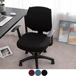 Computer Office Chair Cover Stretch Rotating Gaming Seat Slipcover Elastic Jacquard Black Plain Solid Color Soft Durable Washable Lightinthebox