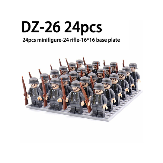 (DZ-26 -24pcs) Minifigures 24pcs Military Building Blocks Eight-nation Phalanx Assembling WW2 Military Games Sand Tables Collections 16