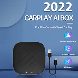 2022 Carlinkit Carplay AI Box Android 11.0 Wireless Carplay Wireless Android Auto CPC200-Tbox Mini Black Support iOS Android Lightinthebox