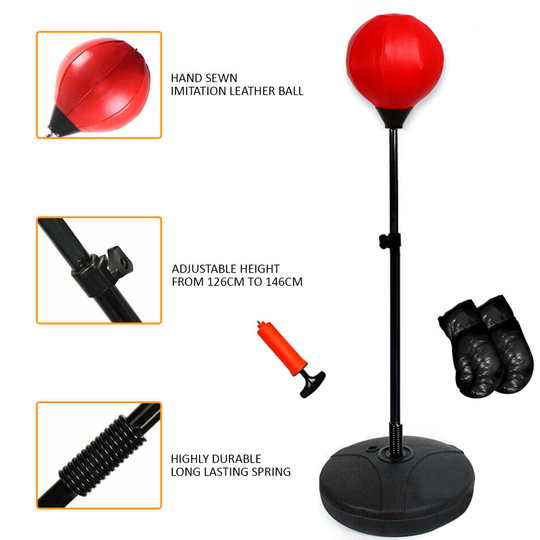 126cm x14cm Kids Sport Boxing Punch Ball Gloves Height Adjustable Free Standing