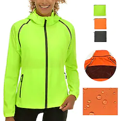 Women's Windbreaker Cycling Rain Jackets Waterproof Jackets Reflective Hiking Gear Packable Hooded Running MTB Road Bike Cycling City Bike Cycling Black Green Orange Bike Wear Lightinthebox