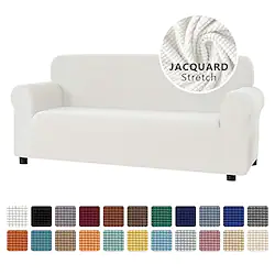 Stretch Sofa Cover Slipcover Jacquard Elastic Sectional Couch Armchair Loveseat 4 or 3 seater L shape White Soft Comfortable Firm Elegant Chairs Covers with One Free Boster Case Lightinthebox