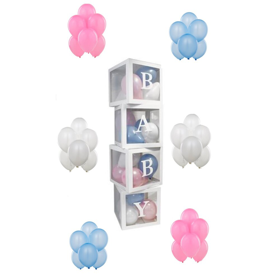 Baby Shower Balloon Box Tower Stacking Cubes With Balloons 1.2M