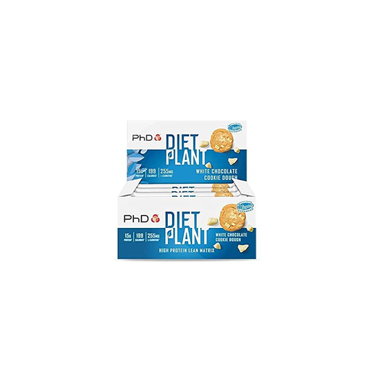 PhD Nutrition Diet Plant Protein bars- White Choc Cookie Dough (Box of 12 Bars)