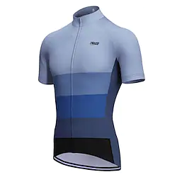 21Grams Men's Cycling Jersey Short Sleeve Bike Jersey Top with 3 Rear Pockets Mountain Bike MTB Road Bike Cycling Anti-slip Strap Breathable Quick Dry Moisture Wicking Blue Graphic Color Block Lightinthebox