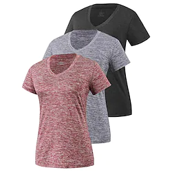Women's Running Shirt Short Sleeve Tee Tshirt Athletic V Neck Cotton Breathable Quick Dry Moisture Wicking Gym Workout Running Active Training Sportswear Activewear Solid Colored Dark Grey Green Lightinthebox