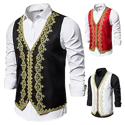 Prince Retro Vintage Rococo Victorian Masquerade Vest Waistcoat Men's Costume Vintage Cosplay Party / Evening Sleeveless Vest Masquerade Lightinthebox