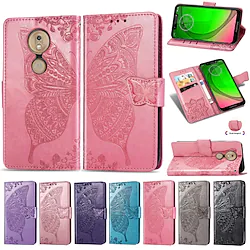 Phone Case For Motorola Moto G7 Moto G7 Power Embossed Flip with Stand Full Body Cases Flower Butterfly Soft leather for Moto G7 Moto G7 Play Moto G7 Power Lightinthebox