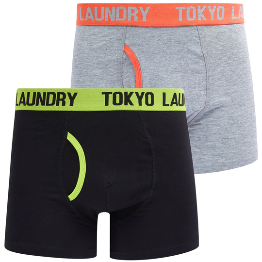 Mens Underwear Sadiki (2 Pack) Boxer Shorts Set in Love Bird Green / Hot Coral - Tokyo Laundry / S - Tokyo Laundry