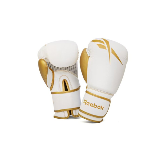 (White & Gold, 14oz) Reebok Boxing Gloves Sparring Bag Punch MMA Training