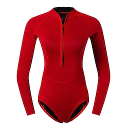 Women's Shorty Wetsuit 2mm CR Neoprene Diving Suit Thermal Warm UV Sun Protection Quick Dry High Elasticity Long Sleeve Front Zip - Swimming Diving Surfing Scuba Solid Color Autumn / Fall Spring Lightinthebox