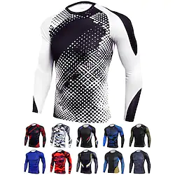Men's Compression Shirt Running Shirt Long Sleeve Compression Clothing Athletic Winter Spandex Breathable Moisture Wicking Soft Fitness Gym Workout Running Sportswear Activewear Optical Illusion 1 Lightinthebox