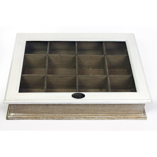 Tea Bag Box 12 Compartment Two Tone Caddy Trinket Storage Box
