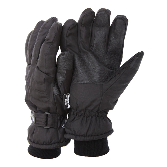 (M/L, Black (As Shown)) FLOSO Mens Thinsulate Padded Thermal Gloves With Palm Grip (3M 40g)