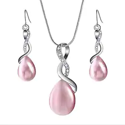 1 set Jewelry Set Drop Earrings For Women's Crystal Party Gift Daily Opal Silver-Plated Alloy Briolette Infinity Pear / Pendant Necklace Lightinthebox
