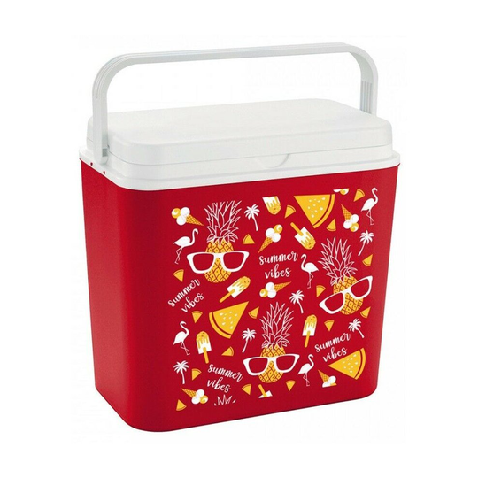 (Red) Large Cooler Ice Box Insulated Freezer Cool Box 8 Hours 24 Litre Cooler Box