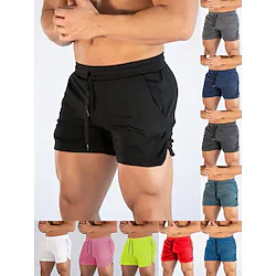 Men's Running Shorts Athletic Shorts Drawstring Split Bottoms Athletic Velour Quick Dry Soft Sweat wicking Gym Workout Training Bodybuilding Sportswear Activewear Solid Colored fluorescent green Lightinthebox