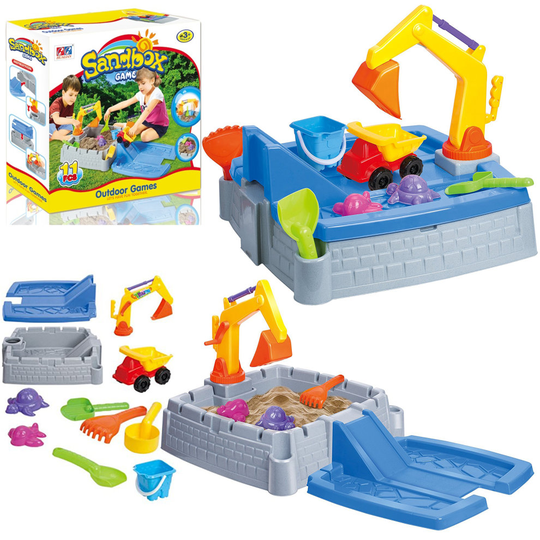 The Magic Toy Shop 2 in 1 Kids Sand Box Water Table Outdoor Garden Play Set Truck Crane Sandpit Toy