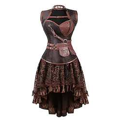 Pirate Punk Gothic Vintage Inspired Medieval Steampunk Skirt Corset Outfits Masquerade Women's Adults' Asymmetric Hem Costume Vintage Cosplay Party Halloween Skirts Halloween / Hand wash / Washable Lightinthebox