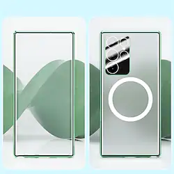 Phone Case For Samsung Galaxy Magnetic Adsorption S22 Ultra Portable Anti-Scratch Support Wireless Charging Solid Colored Geometric Pattern Aluminum Alloy Tempered Glass PC Lightinthebox