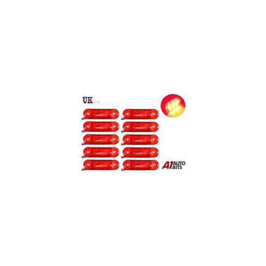 10x 24v Led Red Rear Tail Side Marker Lights Trailer Truck Lorry Van Bus