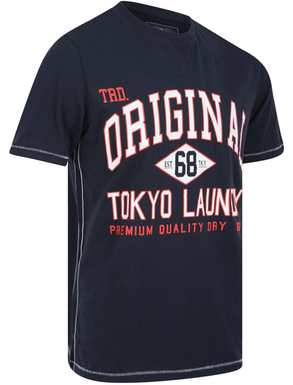 T-Shirts Ficks Signature Motif Cotton Jersey T-Shirt In Sky Captain Navy - Tokyo Laundry / S - Tokyo Laundry