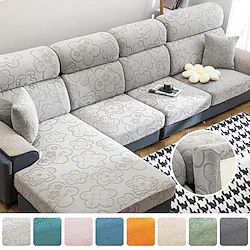 New Arrival Keep Warm Velvet Stretch Sofa Seat Cushion Cover Jacquard Slipcover Elastic Couch Armchair Loveseat 4 or 3 Seater Plain Solid Soft Durable Washable Lightinthebox