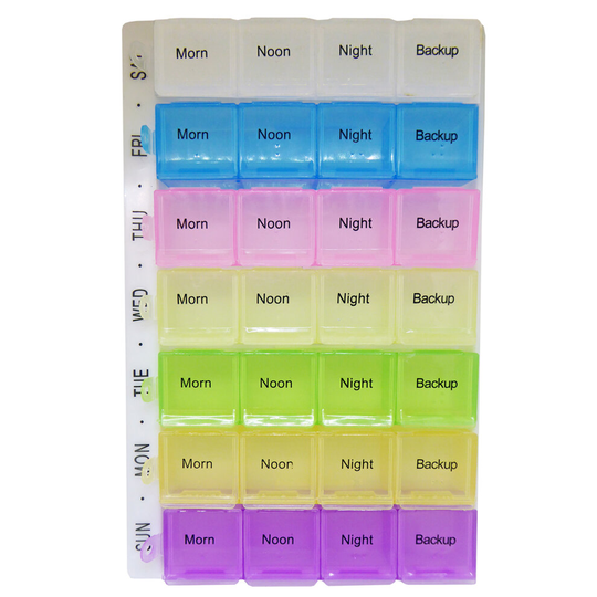 28 Slot Pill Case ~ 7 Removable Days AM PM Week Medicine Organiser Dispenser Box