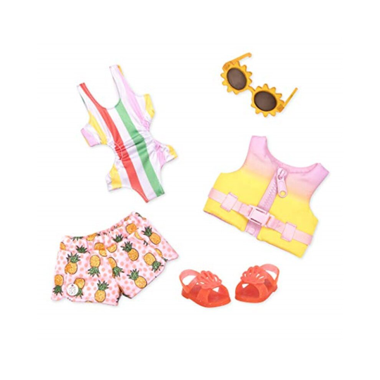 Glitter Girls by Battat Bright as The Sun! 14 Deluxe Swimsuit Doll Outfit Toys, Clothes, & Accessories for Girls Ages 3 & Up, Brown