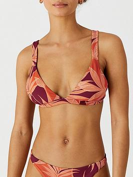 Accessorize Craft Core Palm Ruffle Shoulder Bikini Top