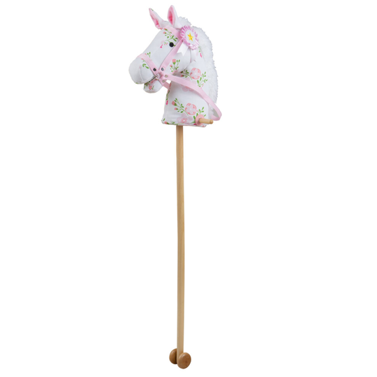 Bigjigs Toys Floral Hobby Horse with Grip Handles and Wheels - Classic Toys