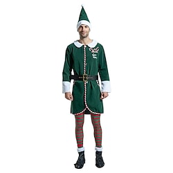Santa Claus Elf Outfits Men's Christmas Christmas Christmas Eve Adults' Party Christmas Polyester Top Pants Belt Hat Lightinthebox