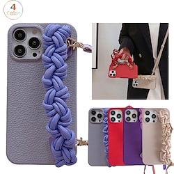 Phone Case For Apple Back Cover iPhone 14 13 12 11 Plus Pro Max Portable Full Body Protective with Removable Cross Body Strap Solid Colored PC PU Leather Lightinthebox