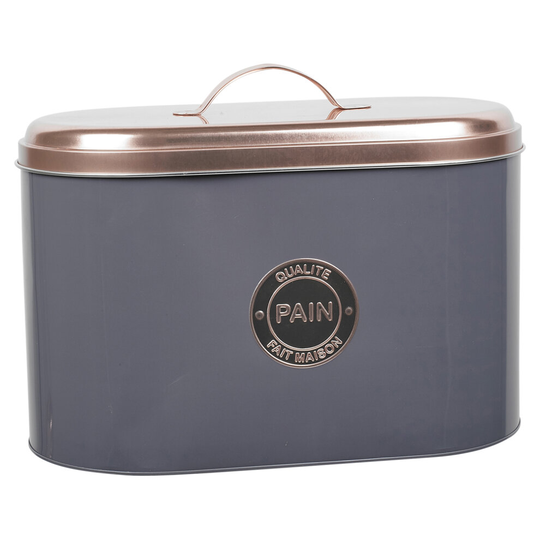 (Bread Box) Copper Grey Metal Tin Bread Pasta Sugar Coffee