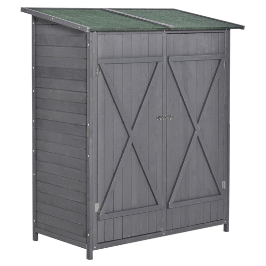 Outsunny Wooden Garden Shed Tool Cabinet Box w/ Storage Shelves