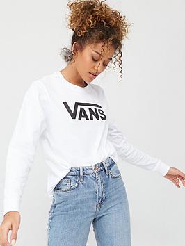 Vans Flying V Classic Long Sleeve Boyfriend T-Shirt - White