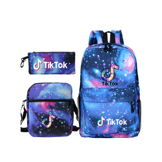 (9) 3 pcs TikTok School Bag Lunch Bag Pencil Box Set Backpack