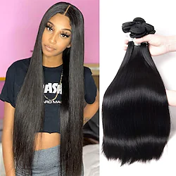 Brazilian Straight Hair Bundles 100% Human Hair Straight Bundles (16.18.20) 10A Unprocessed Virgin Hair Straight Weave Hair Human Bundles Lightinthebox