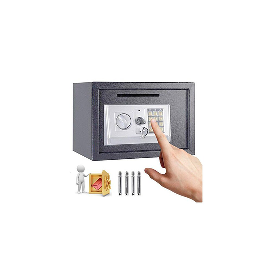 Digital Safe 16L Security Cash Money Box Steel Safe Combination Lock With Electronic Lock and Deposit Slot- Two Emergency Key-Wall Mounted for Offi