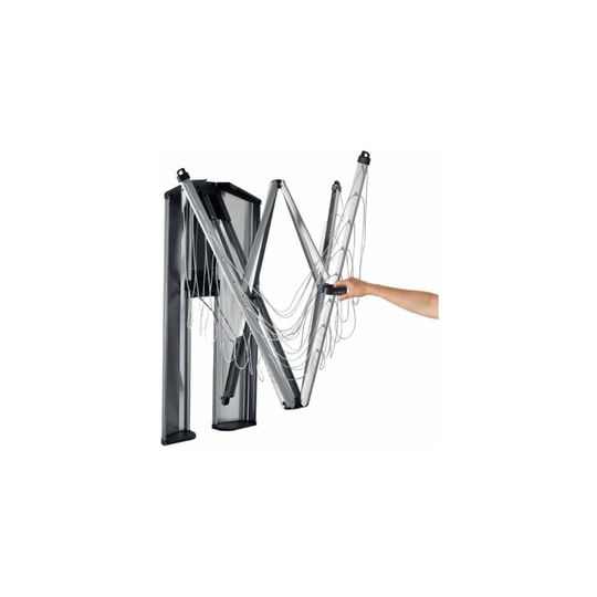Brabantia WallFix Wall-Mounted Retractable Washing Line with Matt Steel Storage Box, 24 m - Silver