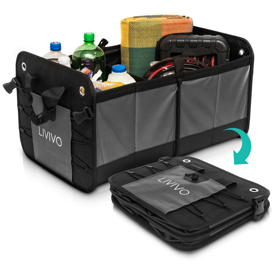 LIVIVO PREMIUM COLLAPSIBLE CAR VAN BOOT ORGANISER FOLDABLE SHOPPING