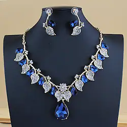 Hoop Earrings Two-piece Suit White 18K Gold Plated Rhinestone 1 Necklace Earrings Women's Simple Luxury Elegant Classic Flower Shape Jewelry Set For Party Wedding Gift / Bridal Jewelry Sets Lightinthebox