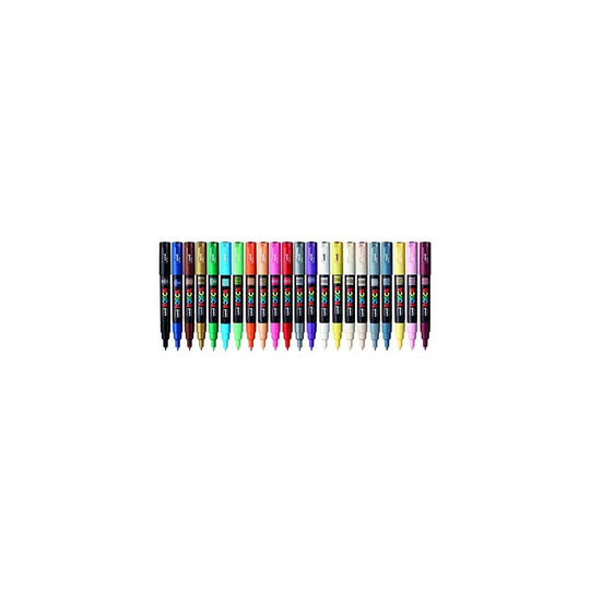 POSCA 153544865 1 mm Fine Tip Waterbased Paint Marker - Assorted Colours (Pack of 22)