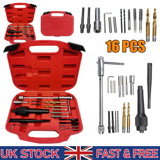 16 PCS Car Glow Plug Removal Extractor Tools Kit Remover Repair Set